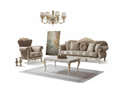 Couch set, sofa set, upholstered sofa, fabric sofa, three-seater, brown sofa set.