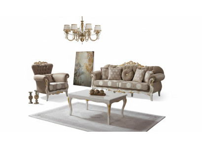 Couch Set Upholstered Sofa Sofa Couch Brown Fabric Sofa Chesterfield Set 3+1