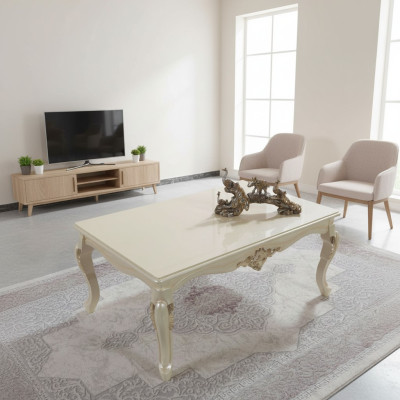 Coffee table living room table side table console beige wood table