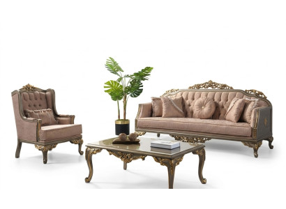 Luxury Complete Couch Set Sofa Set Fabric Sofa Beige Upholstered Sofa