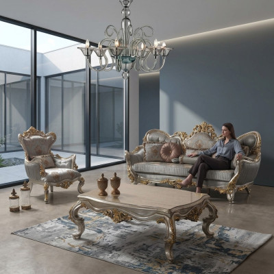 Luxury Sofa Set Complete Couch Set Gray Upholstered Sofa Fabric Sofa