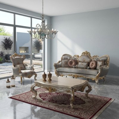 Luxury Sofa Set Complete Couch Set Gray Upholstered Sofa Fabric Sofa