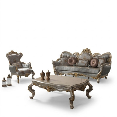 Luxury Sofa Set Complete Couch Set Gray Upholstered Sofa Fabric Sofa