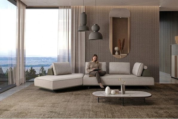 Sectional sofa L shape living room sofa upholstered sofa gray fabric sofa modern couch