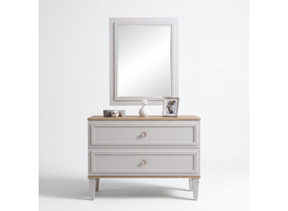 Dresser with mirror bedroom console wood gray set 2-piece modern