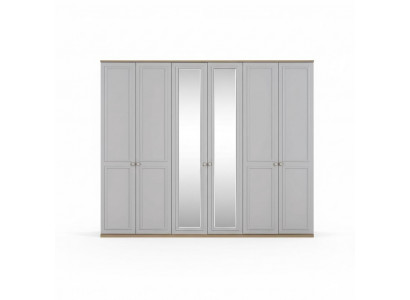 Bedroom wardrobe, wardrobe, cabinet, grey wood, mirror, 6 doors
