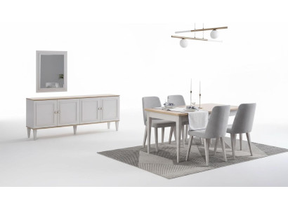 Dining room furniture dining set dining room dining table chairs wood gray 9-piece set