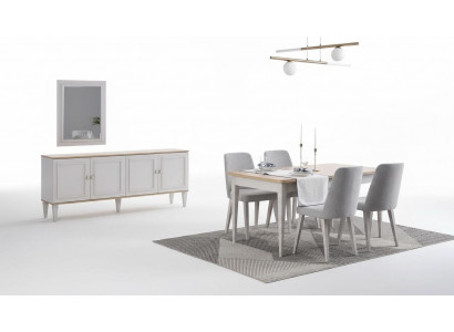 Dining room furniture dining set dining room dining table chairs wood gray 9-piece set