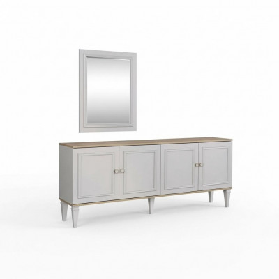 Sideboard set with mirror, sideboard, dressers, dining room, wood, gray