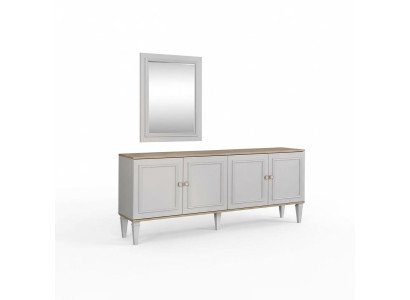 Sideboard set with mirror, sideboard, dressers, dining room, wood, gray
