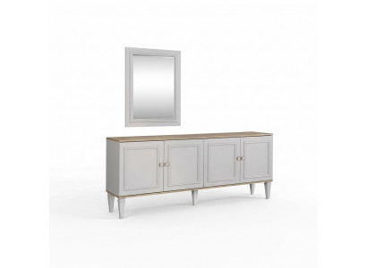 Sideboard set with mirror, sideboard, dressers, dining room, wood, gray