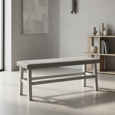 Stool Bank Seat Bench Footstool Dining Room Gray Wood