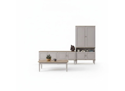 TV stand cabinet unit RTV lowboard living room shelves gray wood