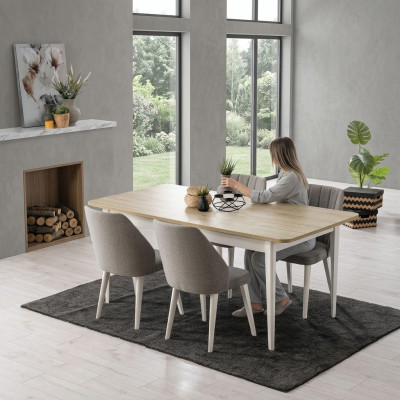Dining group set dining room dining table set 7-piece dining room white wood