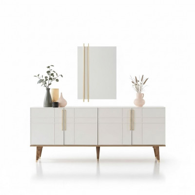Sideboard Set with Mirror Dressers Dining Room Wood White