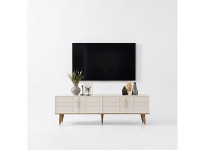Lowboard TV Stand Sideboard Modern Cabinet RTV Living Room White Wood