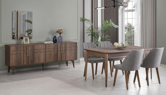 Dining group set dining room dining table set 9-piece dining room brown wood