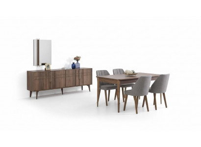 Dining group set dining room dining table set 9-piece dining room brown wood