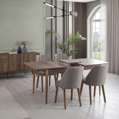 Modern complete dining group dining room dining table set 7-piece dining room brown wood