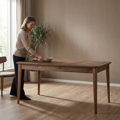 Dining room table dining table table wood brown extendable 160 cm dining room