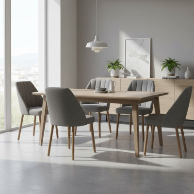 Dining room chair set 6-piece chairs fabric gray dining room seats