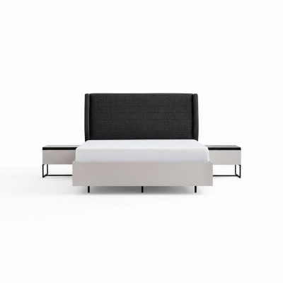 Complete bedroom furniture double bed wood 3-piece design white bed set