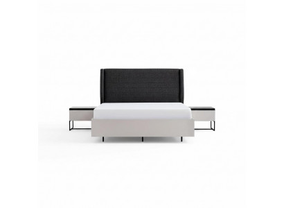 Complete bedroom furniture double bed wood 3-piece design white bed set