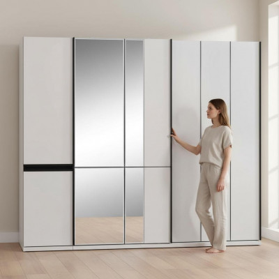 Wardrobes Modern Wardrobe Cabinets White Wood Mirror Luxury