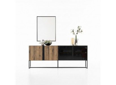 Sideboard with mirror ensemble dresser wood brown dining room