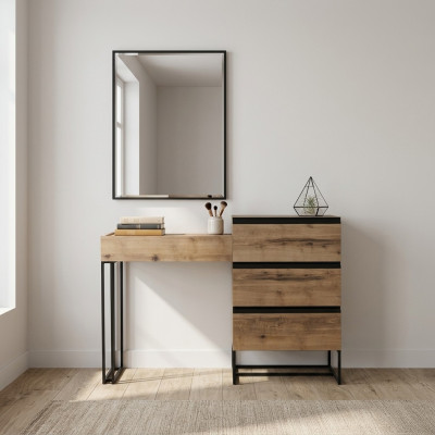 Dressing Table Vanity Table Console Table Dresser Mirror Set 2-piece Brown