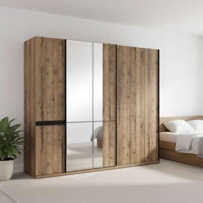 Cabinets Wardrobes Luxury Wardrobe Brown Wood Mirror Large