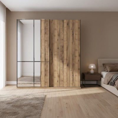 Design wardrobes closets cabinets brown wood mirror new
