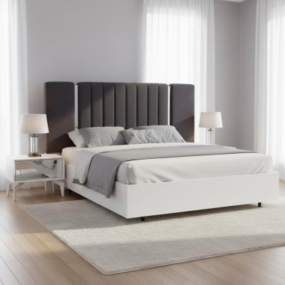 Double bed suite bedroom white bed frame set 3-piece bedside tables