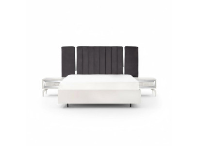Double bed suite bedroom white bed frame set 3-piece bedside tables