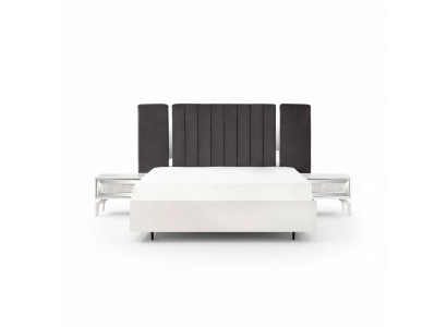 Double bed suite bedroom white bed frame set 3-piece bedside tables