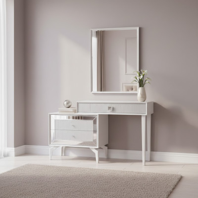 Console table dressing table vanity dresser mirror set 2-piece white
