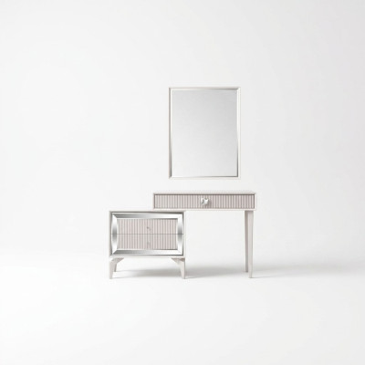 Console table dressing table vanity dresser mirror set 2-piece white