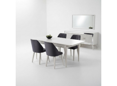 Extendable Dining Table Modern Dining Room Set 9-piece Gray Wood