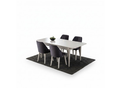 Dining set extendable dining table modern dining room set 7-piece gray wood