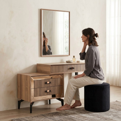 Luxury Dressing Table Makeup Table Console Table Dresser Set 2-piece Gold