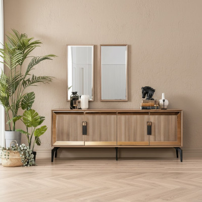 Sideboard dresser with mirror group chest of drawers wood gold dining room