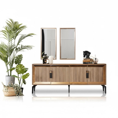 Sideboard dresser with mirror group chest of drawers wood gold dining room