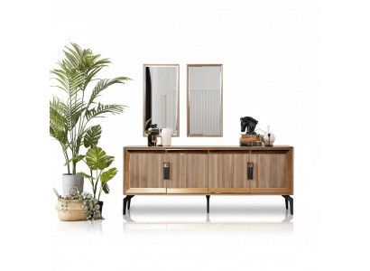 Sideboard dresser with mirror group chest of drawers wood gold dining room
