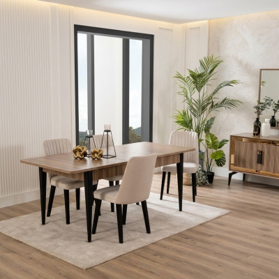 Dining set dining room dining table set 7-piece dining room brown wood