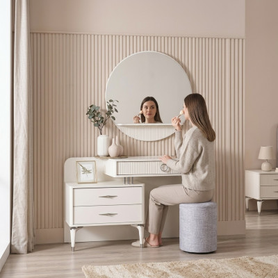 Modern console table dressing table vanity set 3-piece white