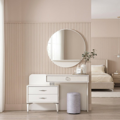 Modern console table dressing table vanity set 3-piece white