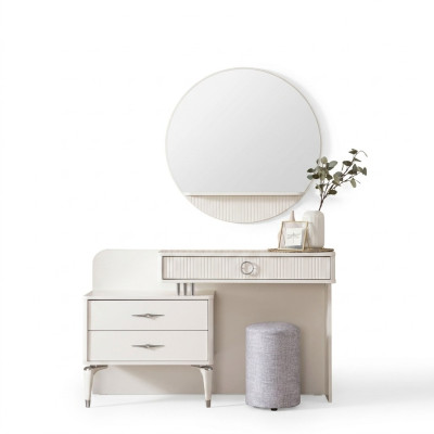 Modern console table dressing table vanity set 3-piece white