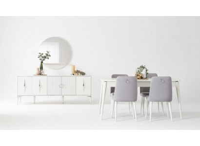 Dining set dining room dining table set 9-piece dining area white wood large