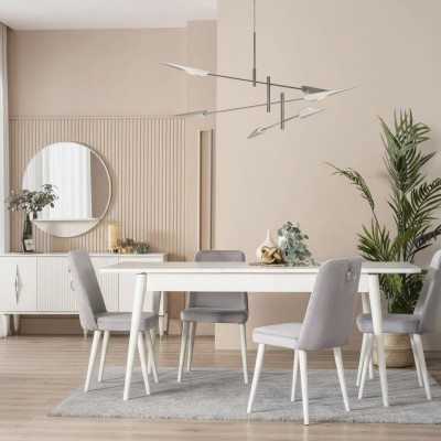 Dining room furniture dining nook set 7-piece dining room dining table white chairs