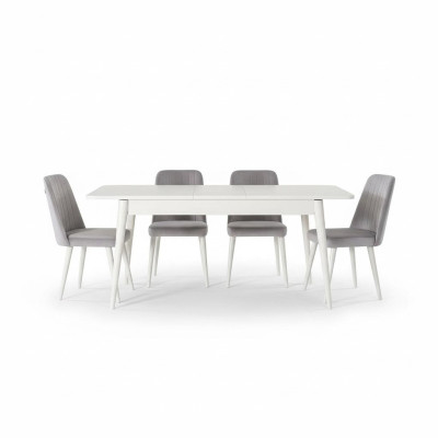 Dining room furniture dining nook set 7-piece dining room dining table white chairs